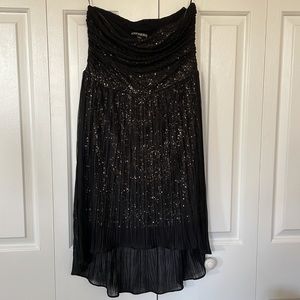 Express Sequence Black Strapless Dress